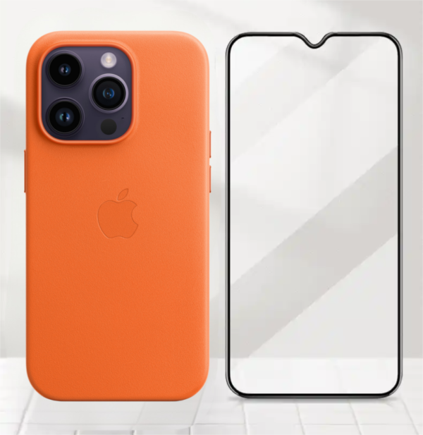 Vibrant Orange Silicone Case & Tempered Glass Screen Protector for iPhone 12 Pro / 12 Pro Max